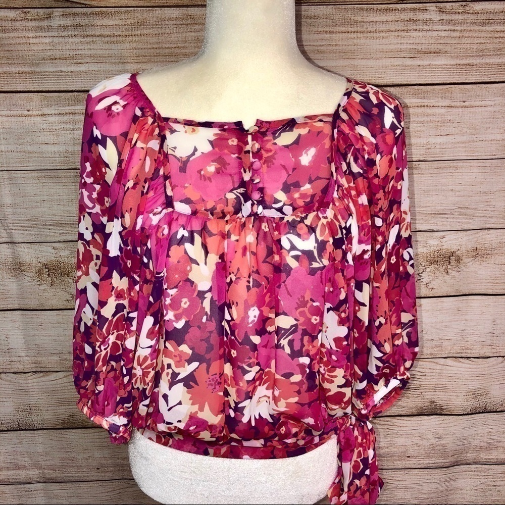 Floral Tie-Waist Blouse - Picture 3 of 6